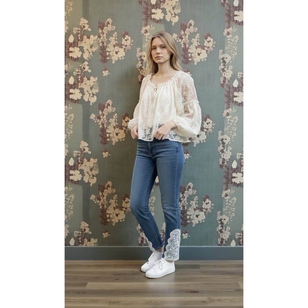 3 Sisters  Levis Jeans Boho Lace Y2k Hippie Lace  Grunge Fairycore Denim Pants 9